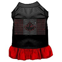 Rhinestone Canadian Flag Dress Black with Red XXL