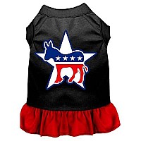 Democrat Screen Print Dress Black With Red Xs