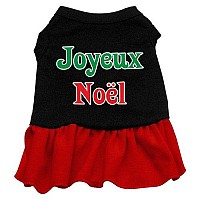 Mirage Pet Products 12-Inch Joyeux Noel Screen Print Dress, Medium, Black with Red