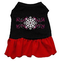 Mirage Pet Products 14-Inch Pink Snowflake Screen Print Dress, Large, Black with Red