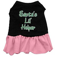 Mirage Pet Products 20-Inch Santas Lil Helper Screen Print Dress, 3X-Large, Black with Pink