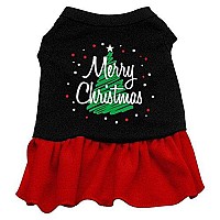 Mirage Pet Products 14-Inch Scribble Merry Christmas Screen Print Dress, Large, Black with Red