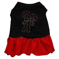 Mirage Pet Products Candy Canes Rhinestone 20-Inch Pet Dress, 3X-Large, Black with Red