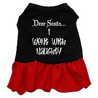 Mirage Pet Products 14-Inch Went with Naughty Screen Print Dress, Large, Black with Red