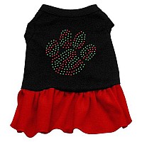 Mirage Pet Products Christmas Paw Rhinestone 20-Inch Pet Dress, 3X-Large, Black with Red