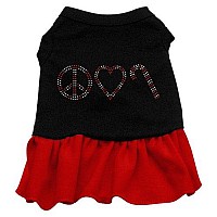 Mirage Pet Products Peace Love Candy Cane Rhinestone 14-Inch Pet Dress, Large, Black with Red