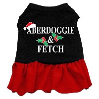 Mirage Pet Products 8-Inch Aberdoggie Christmas Screen Print Dress, X-Small, Black with Red