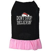 Mirage Pet Products 14-Inch Dont Stop Believing Screen Print Dress, Large, Black with Pink