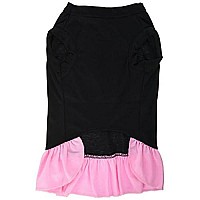 Mirage Pet Products 14-Inch Dont Stop Believing Screen Print Dress, Large, Black with Pink