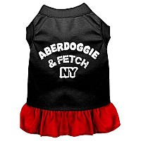 Aberdoggie NY Screen Print Dog Dress Black with Red XL