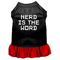 Nerd is the Word Screen Print Dress Black with Red Lg