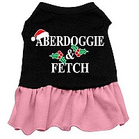 Mirage Pet Products 12-Inch Aberdoggie Christmas Screen Print Dress, Medium, Black with Pink