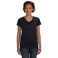 Ladies V-Neck Fine Jersey T-Shirt - BLAcK - S(D0102H7DMZ2)