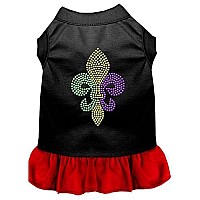 Mardi Gras Fleur De Lis Rhinestone Dress Black with Red Sm