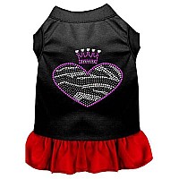 Zebra Heart Rhinestone Dress Black with Red Med