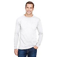 Unisex Union-Made Long-Sleeve Pocket crew T-Shirt - ASH - S(D0102H7MXHP)