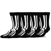 Teehee Novelty Young Men Halloween Fun Crew Socks 4Pair Skelton