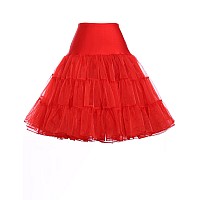 Grace Karin Womens 50S Crinoline Petticoat Halloween Costume Outfit Red Netting Underskirt Long Slips For Dress Redxl