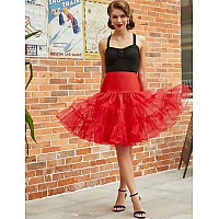 Grace Karin Womens 50S Crinoline Petticoat Halloween Costume Outfit Red Netting Underskirt Long Slips For Dress Redxl