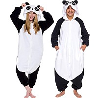 Funziez Adult Onesie Halloween Costume Animal And Sea Creature Plush One Piece Cosplay Suit For Adults Men And Women Panda