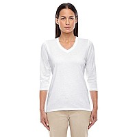 Ladies Perfect FitBracelet-Length V-Neck Top - WHITE - XS(D0102H76WUT)