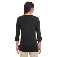 Ladies Perfect FitY-Placket convertible Sleeve Knit Top - WHITE - XS(D0102H7YEX6)