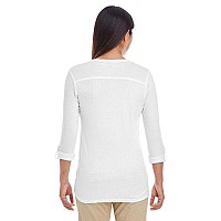 Ladies Perfect FitY-Placket convertible Sleeve Knit Top - WHITE - XS(D0102H7YES8)