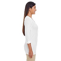 Ladies Perfect FitY-Placket convertible Sleeve Knit Top - WHITE - XS(D0102H7YES8)