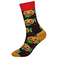 Wish Island Mens 5 Packs Fun Crazy Halloween Gifts Socks Novelty Casual Dress Socks Skull Ghost Skeleton Pumpkin