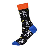 Wish Island Mens 5 Packs Fun Crazy Halloween Gifts Socks Novelty Casual Dress Socks Skull Ghost Skeleton Pumpkin