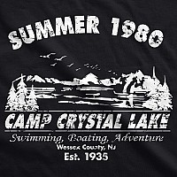 Crazy Dog Mens T Shirt Camp Crystal Lake 1980 Spooky Halloween Horror Movie Slasher Jason Shirt Flick Film Buff 80S Movie Grap