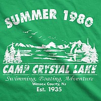 Crazy Dog Mens Short Sleeve Crew Neck Tshirt Summer 1980 Camp Crystal Lake Halloween Horror Movie Slasher Jason Shirt Green M