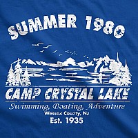 Crazy Dog Mens T Shirt Camp Crystal Lake 1980 Spooky Halloween Horror Movie Slasher Jason Shirt Flick Film Buff 80S Movie Grap