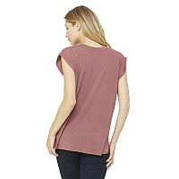 Ladies Flowy Muscle T-Shirt with Rolled cuff - DARK gRY HEATHER - S(D0102H7WHT6)