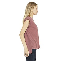 Ladies Flowy Muscle T-Shirt with Rolled cuff - DARK gRY HEATHER - S(D0102H7WHT6)