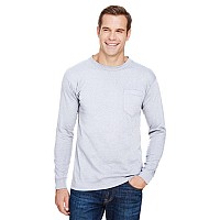 Unisex Union-Made Long-Sleeve Pocket crew T-Shirt - ASH - S(D0102H7MX5X)