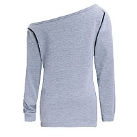 Lymanchi Women Slouchy Shirts Halloween Pumpkin Long Sleeve Pullover Sweatshirts Gray L