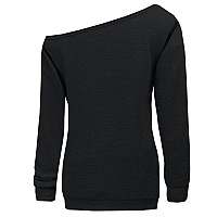 Dutebare Women Halloween Off Shoulder Sweatshirt Slouchy Witch Shirt Long Sleeve Pullover Tops Black A L