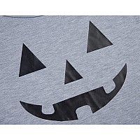 Lymanchi Women Slouchy Shirts Halloween Pumpkin Long Sleeve Pullover Sweatshirts Gray S