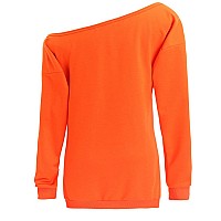 Dutebare Womens Halloween Costumes Shirt Pumpkin Off Shoulder Sweatshirts Long Sleeve Pullover Tops Orange 2Xl