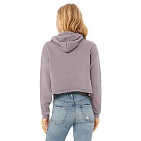 Ladies cropped Fleece Hoodie - PEAcH - S(D0102H7WRTT)