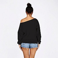 Roshop Womens Loose Baggy Off Shoulder Cute Holiday Long Sleeve Scary Skull Halloween Sweatshirt Tops Bl Xl Blue