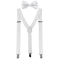 Suspender Bow Tie Set Clip On Y Shape Adjustable Braces 80S Suspenders Shoulder Straps For Halloween Cosplay Party