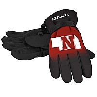 Forever Collectibles NCAA Nebraska Cornhuskers Insulated Gradient Big Logo Gloves, Team Colors, Small/Medium