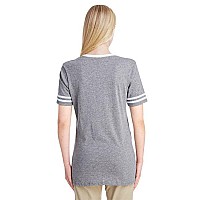 Ladies TRI-BLEND Varsity V-Neck T-Shirt - BLAcK HTH OXFRD - M(D0102H7M2cJ)