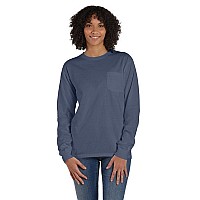 Unisex garment-Dyed Long-Sleeve T-Shirt with Pocket - NEW RAILROAD - S(D0102H7K1cX)