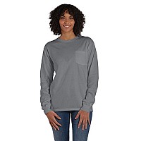 Unisex garment-Dyed Long-Sleeve T-Shirt with Pocket - NEW RAILROAD - S(D0102H7K1D8)