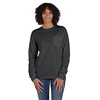 Unisex garment-Dyed Long-Sleeve T-Shirt with Pocket - NEW RAILROAD - S(D0102H7K142)