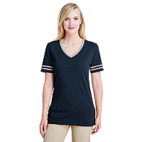 Ladies TRI-BLEND Varsity V-Neck T-Shirt - BLAcK HTH OXFRD - M(D0102H7M2JP)