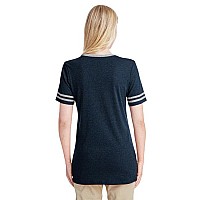 Ladies TRI-BLEND Varsity V-Neck T-Shirt - BLAcK HTH OXFRD - M(D0102H7M2JP)